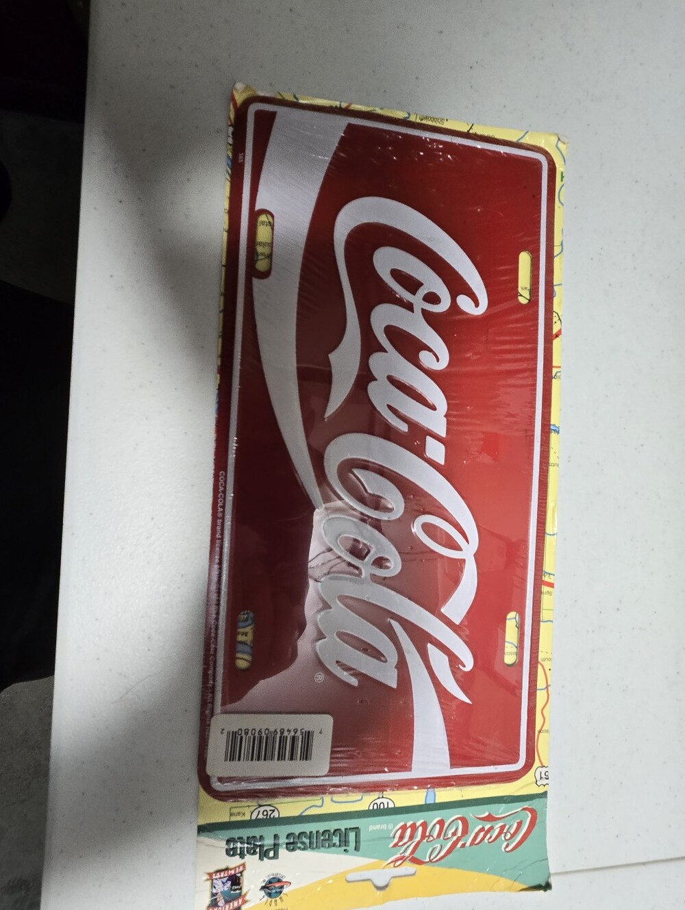 Coca-Cola Coke Logo Metal Advertising License Plate New Old Stock New Soda Pop